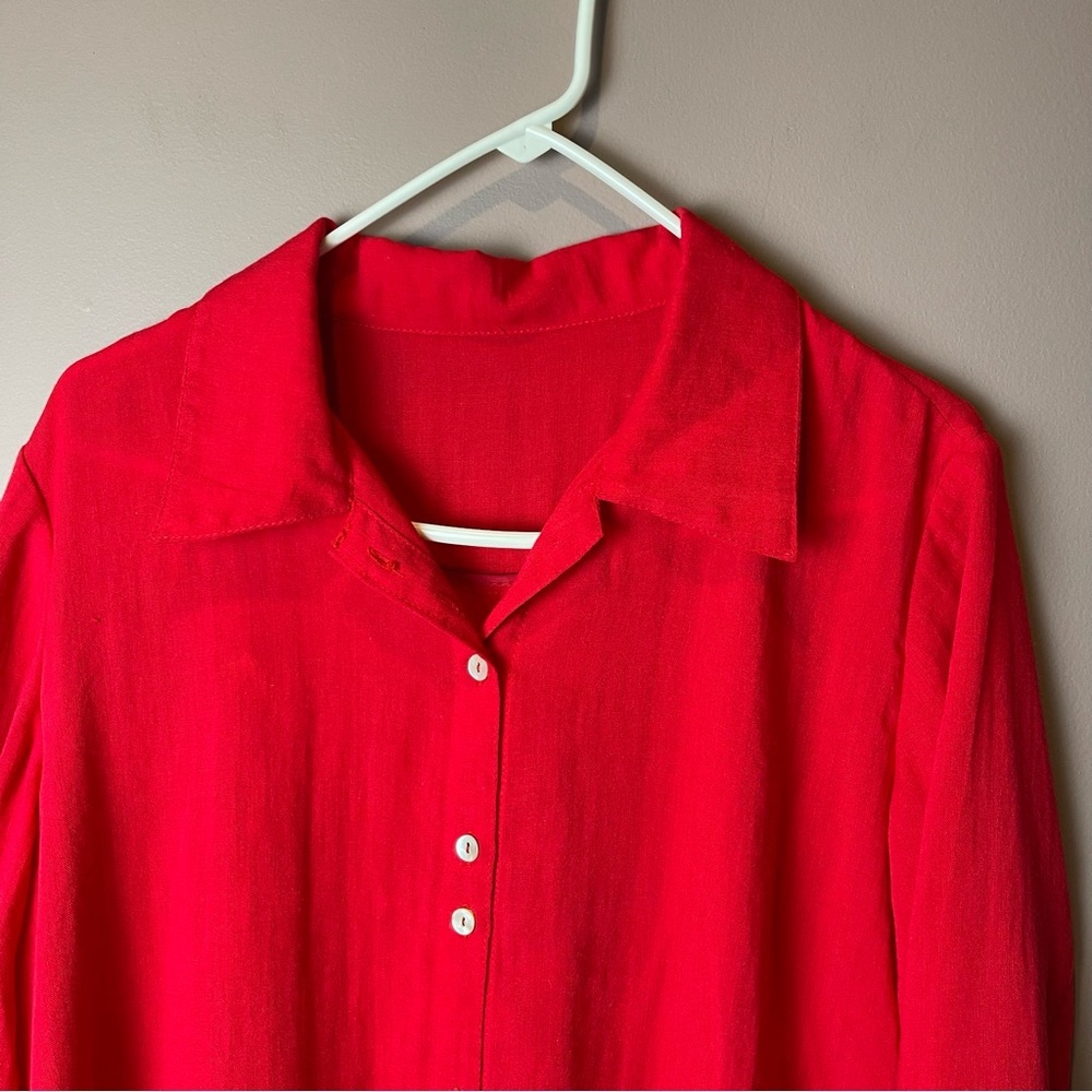 Fridaze Linen Redefined Red Button Up Top M - image 3